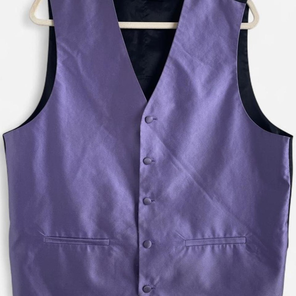 Men's Suit Vest Purple Button Up Formal Wear Wedding Party Classy Prom Birthday